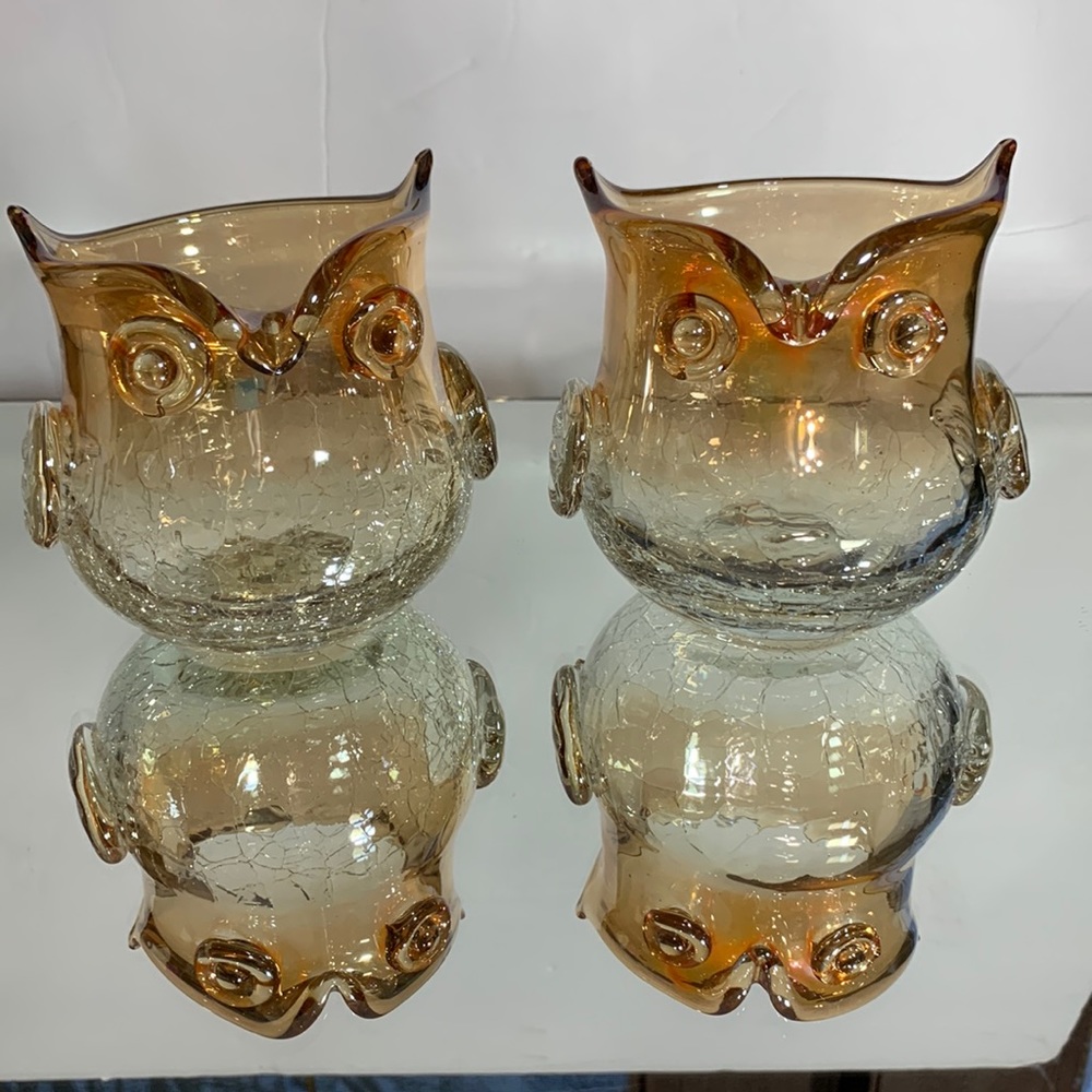 Vintage Handblown Glass Owls
